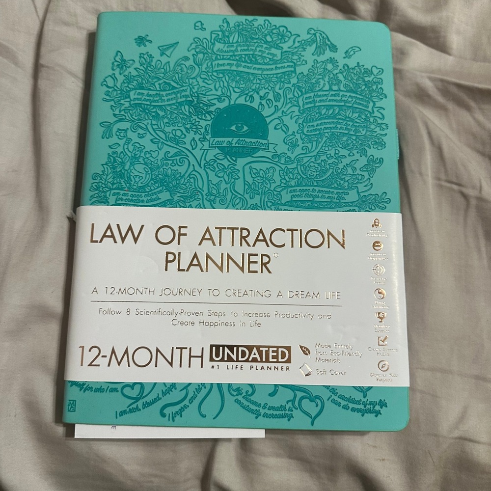 Freedom Mastery Law of Attraction Planner Undated 12 Month Life Organizer Teal